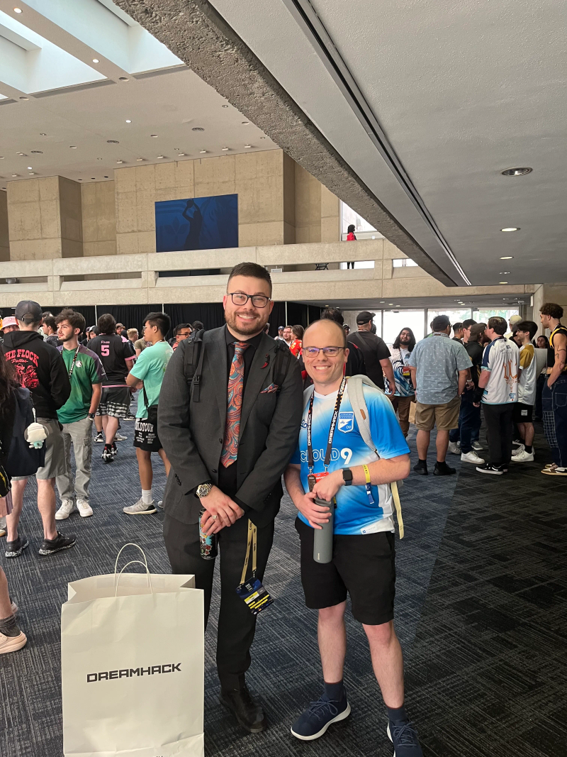 Pictured on the left is James Banks, the premier player interviewer and stage hype-man in Counter-Strike esports. Pictured on the right is Mike Tarpey, owner of this website (tarpey.dev).